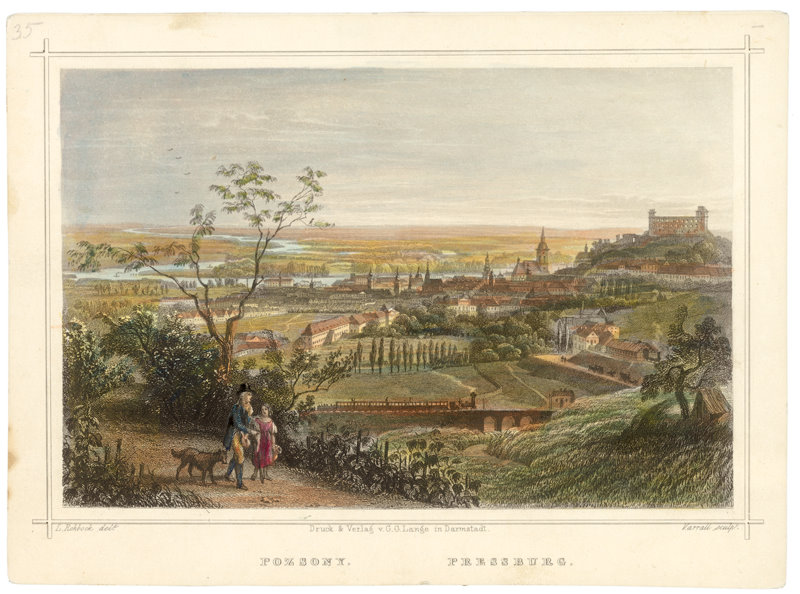 Ludwig Rohbock, J. Carl Varrall - Bratislava v 19. storočí-pohľad zo severu