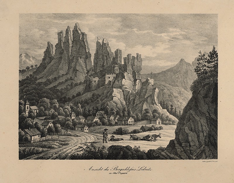 Neznámy autor predlohy, Adolf Friedrich Kunike - Pohľad na Lednický hrad
